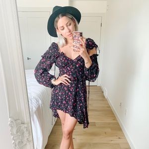 Black floral For Love and Lemons mini dress